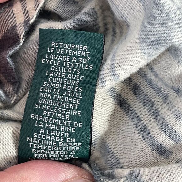 LRL Lauren Jeans Co. Plaid Ruffle Neck Top Sz M - Picture 9 of 10